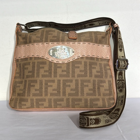Authentic FENDI Canvas and leather FF monogram crossbody bag. W/COA. - Picture 1 of 15